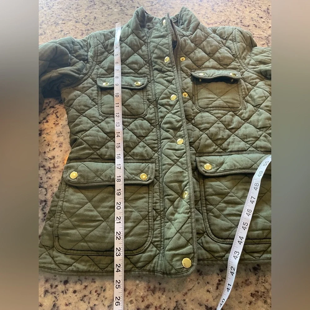 J.crew 100% cotton quilted “downtown” field jacket in olive green SZ S